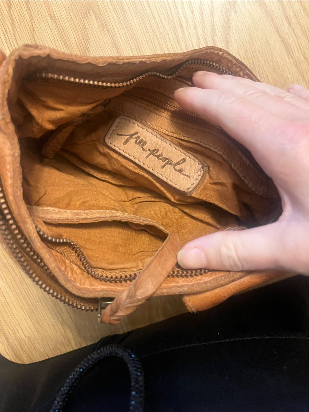 Free People Cognac Leather Crossbody Belt Bag - Picture 2 of 5
